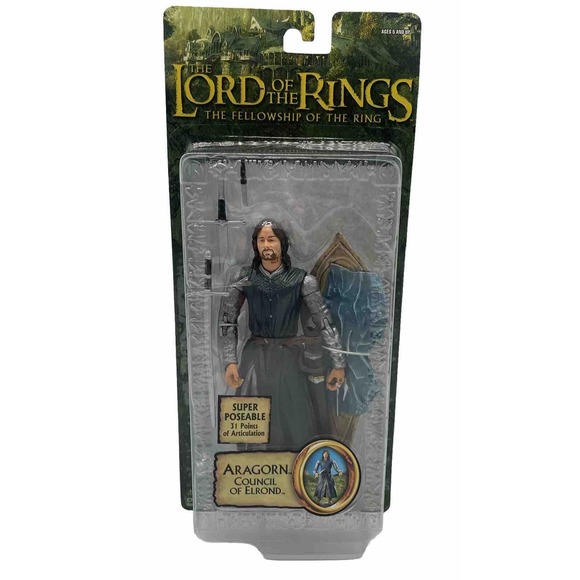 Toybiz Lord of the Rings Fellowship Aragorn Council of Elrond 6" Figure Sealed - Picture 1 of 3